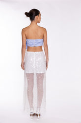 Light-Blue 3D Corsage Crop-Top